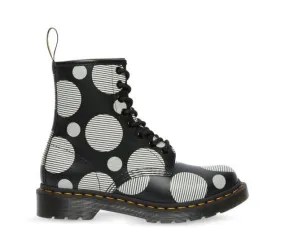 1460 Black White Polka Dot Smooth Lace Up Boot