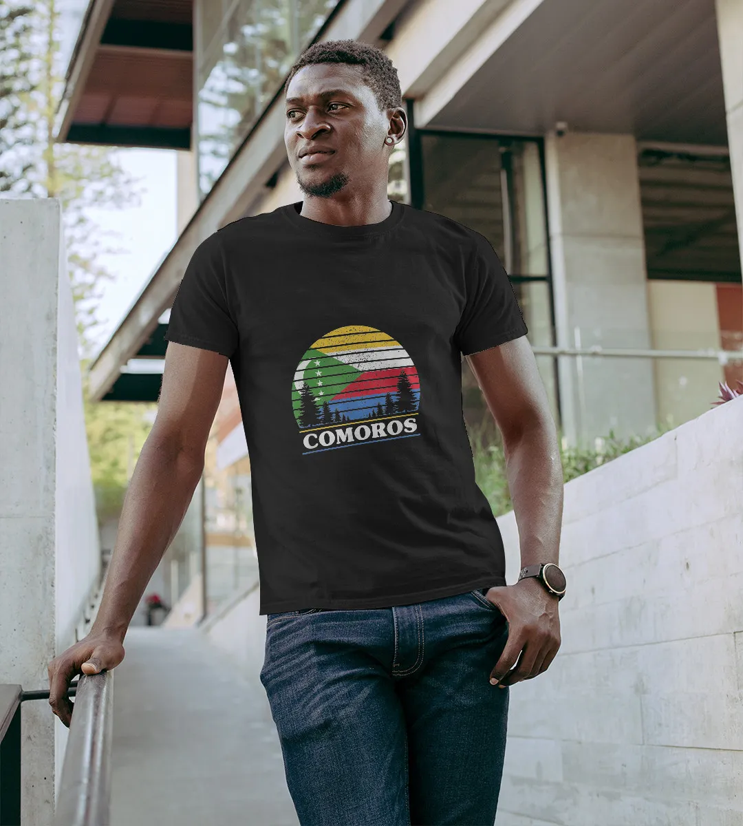 1sttheworld T-Shirt - Comoros Scenery Flag T-Shirt Black A35