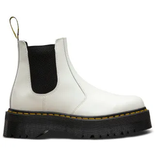 2976 Quad White Smooth Chelsea Platform Boots