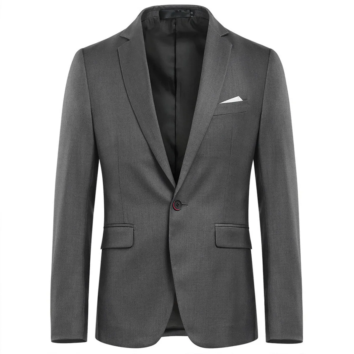 3-Piece Slim Fit Solid Color Jacket Smart Wedding Formal Suit Grey