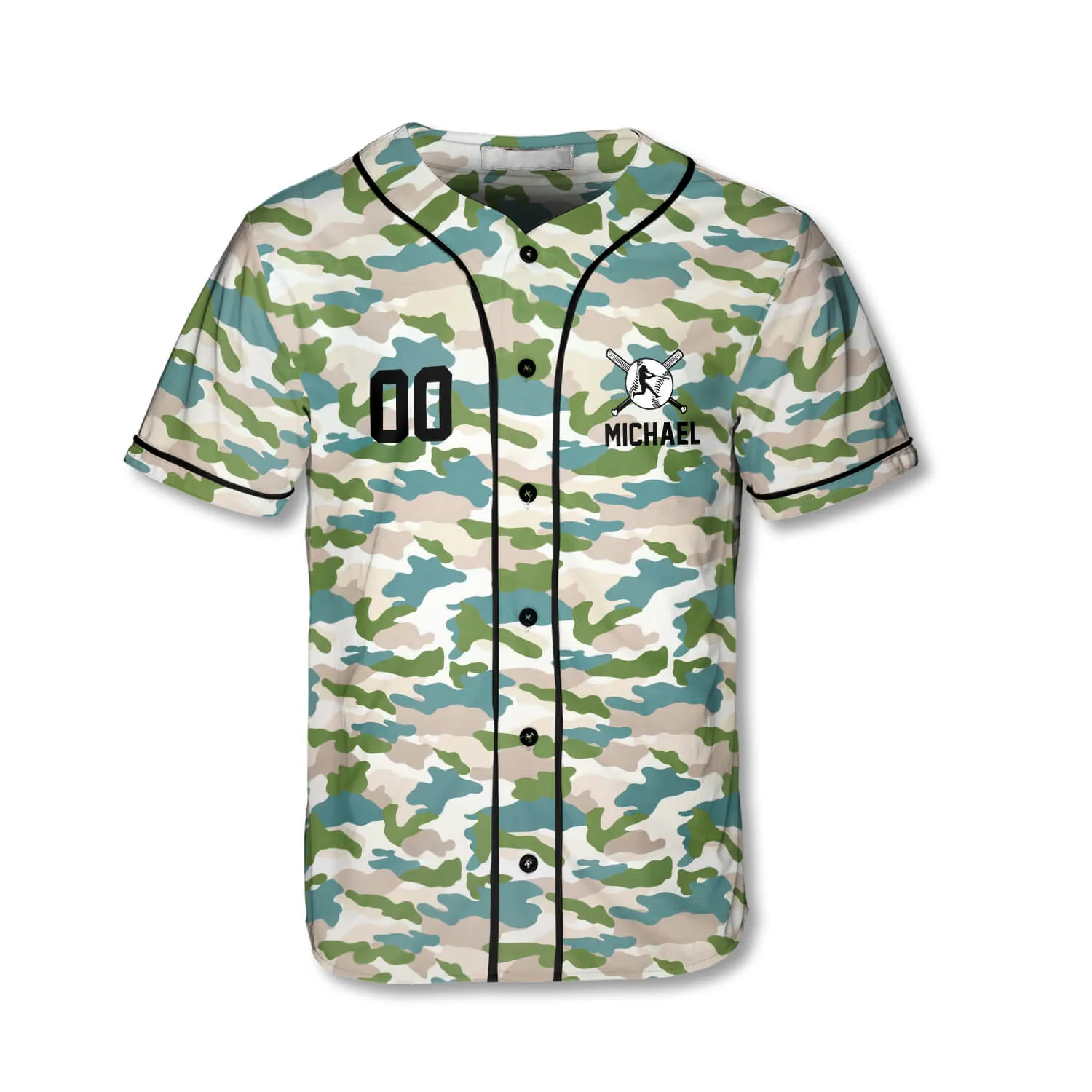 3D All Over Print Athlete Light Camo USA Custom Baseball Jersey, Baseball Jersey Shirt for Men