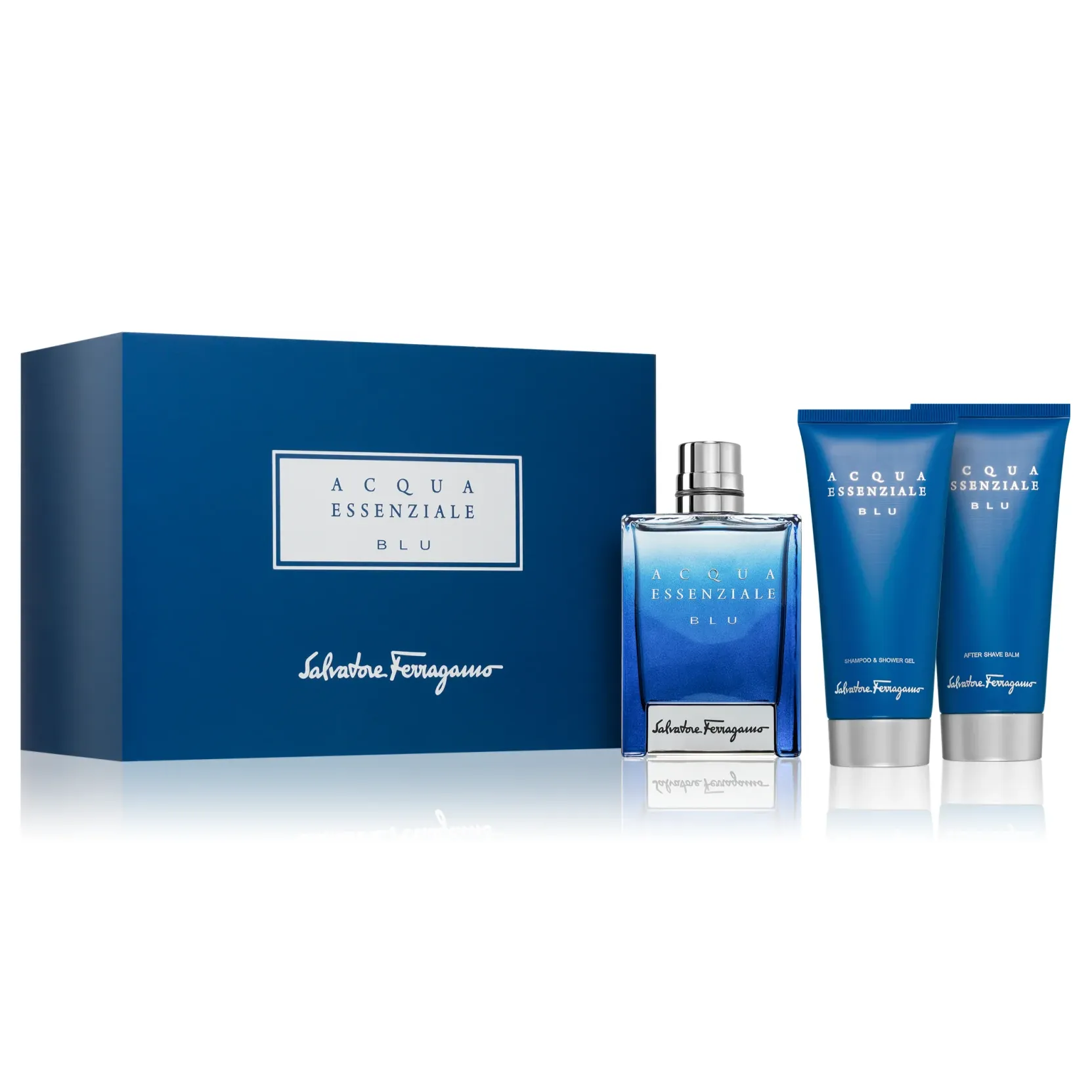 Acqua Essenziale Blu by Salvatore Ferragamo 100ml EDT 3pc Set