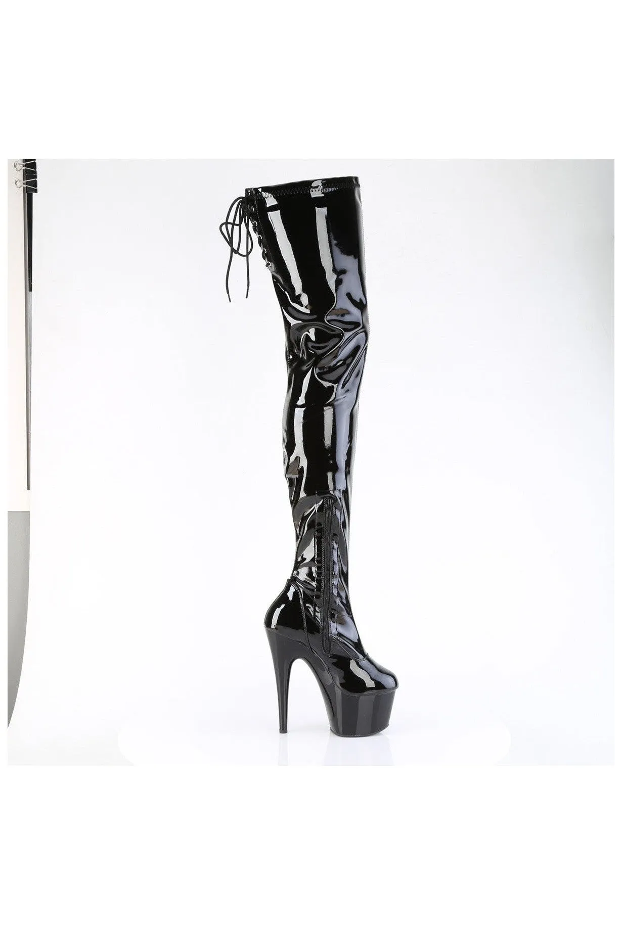 ADORE-4000SLT Black Patent Thigh Boot