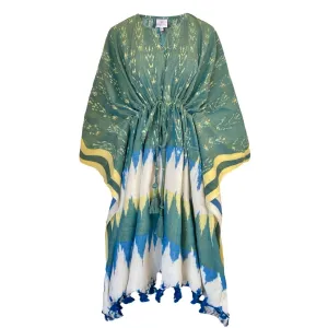 Albuquerque Cotton Ikat Kaftan Dress Handwoven