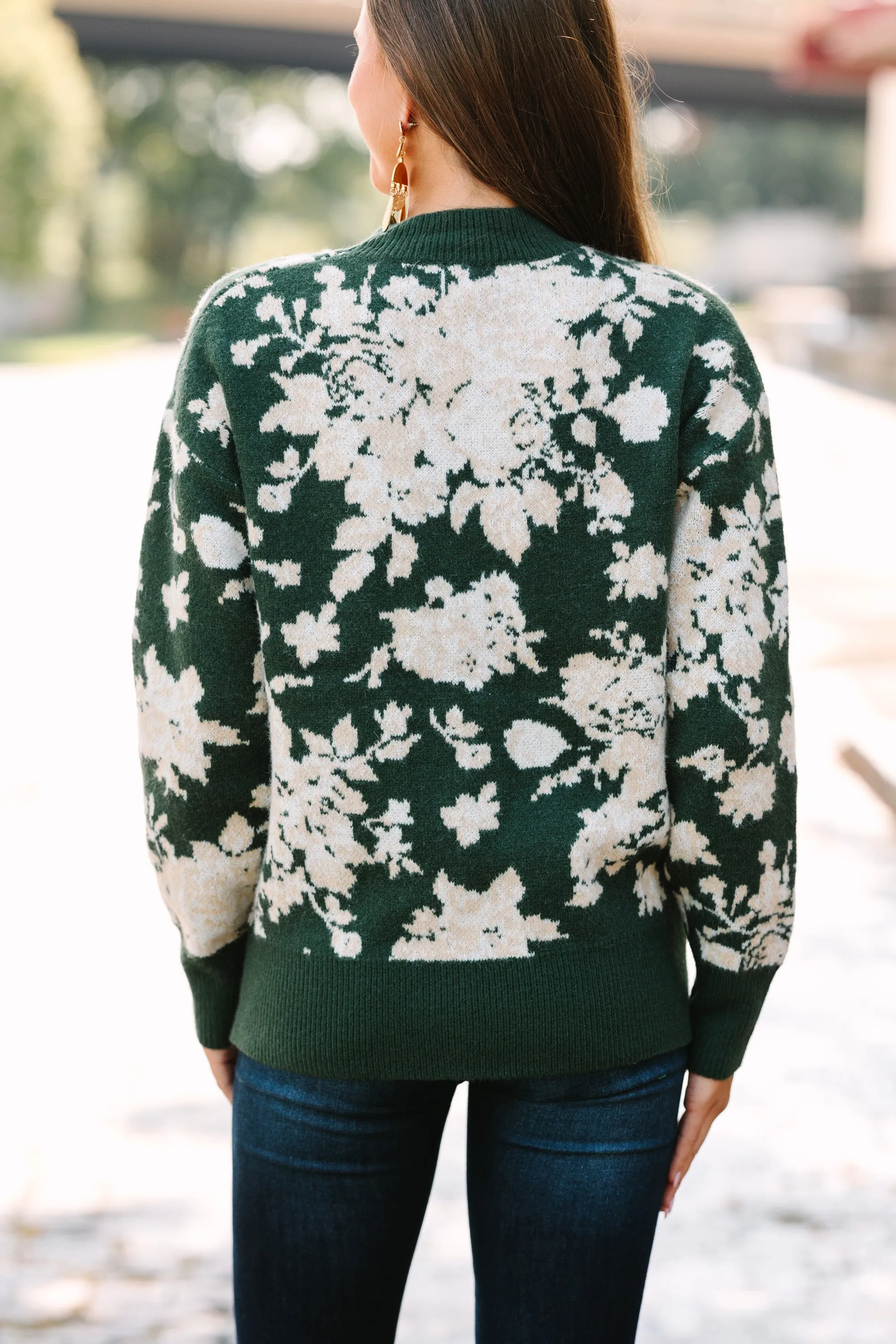 All In A Day Green Floral Sweater