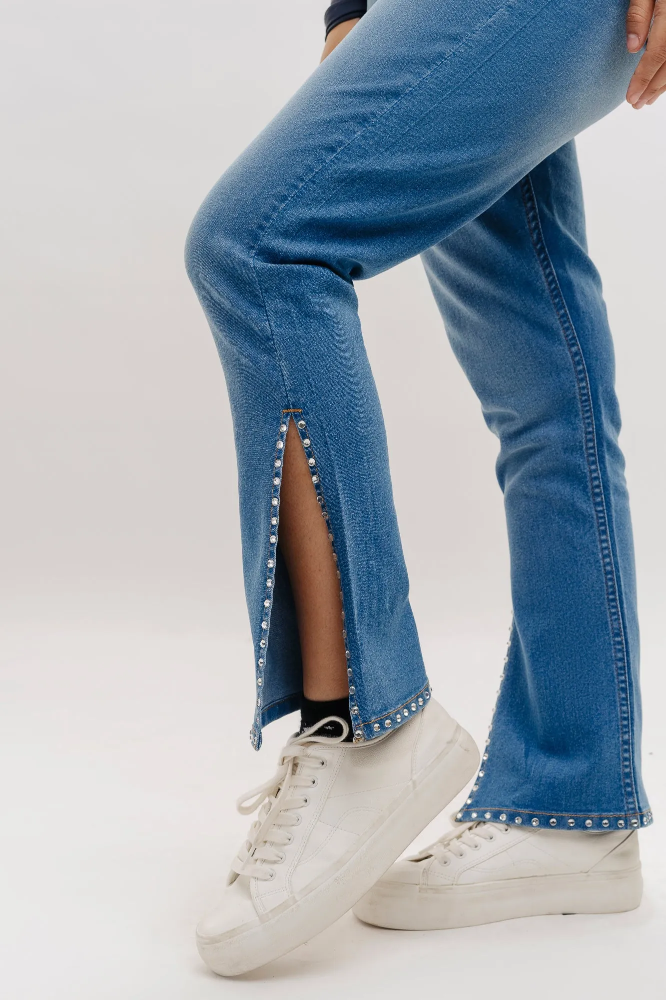 Blue Rhinestone Bootcut Jeans