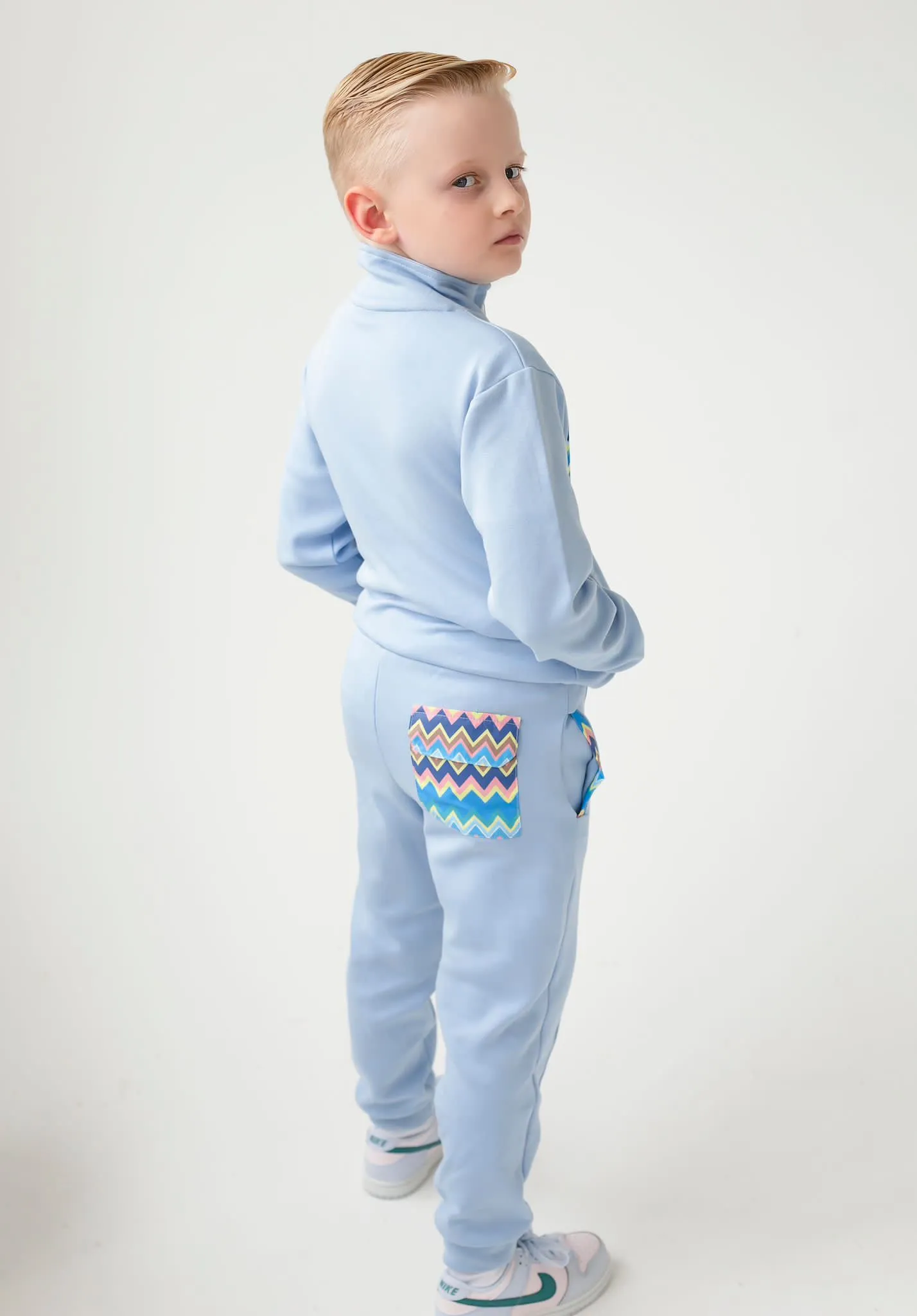 Boys Baby Blue Zig Zag Tracksuit