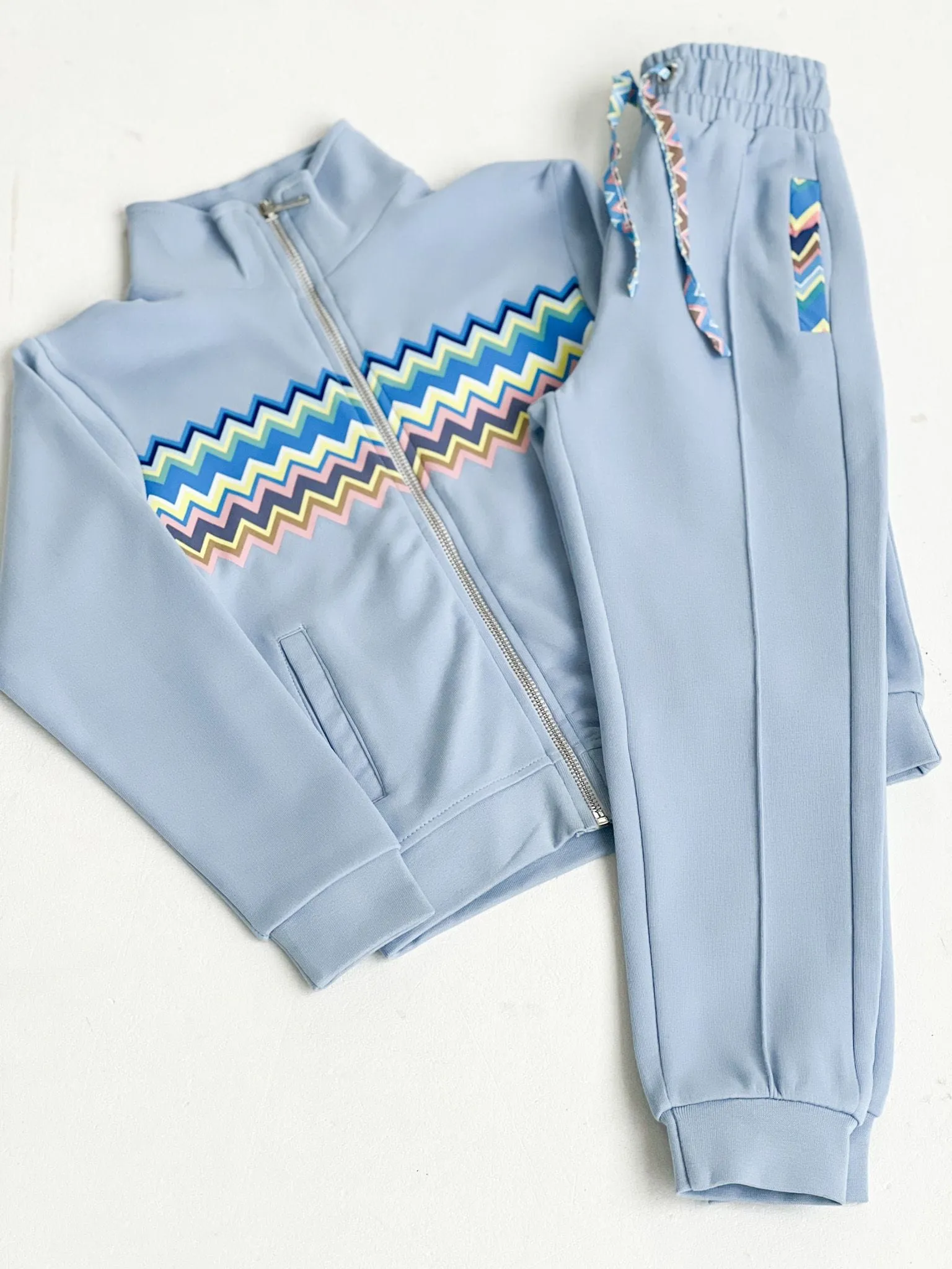 Boys Baby Blue Zig Zag Tracksuit