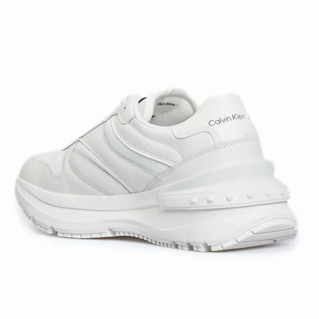 Calvin Klein Jeans Chunky Runner Low Laceup Refl Sneakers Men YM0YM00704-WHT