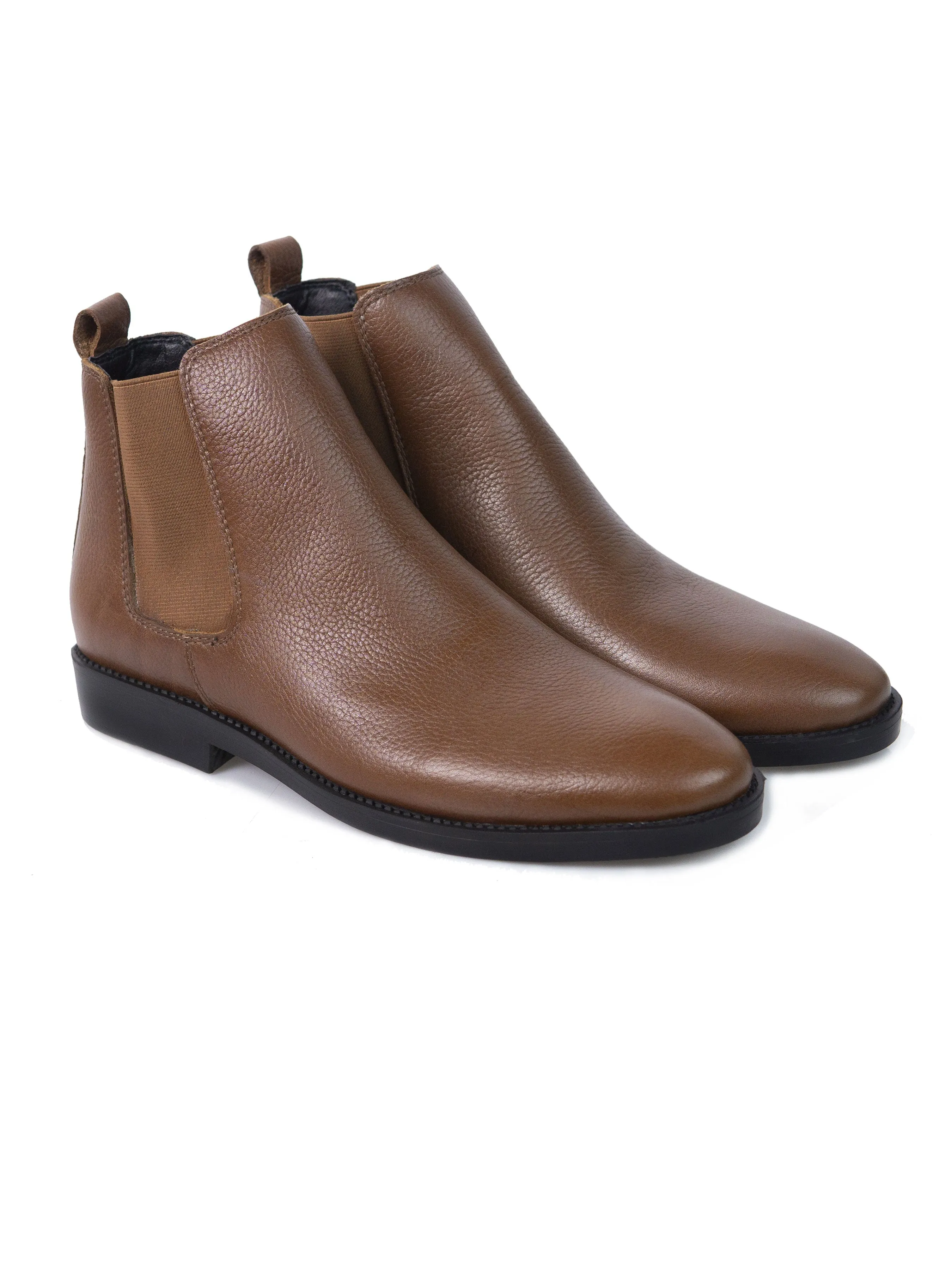 Chelsea Boots - Tobacco Brown Pebble Grain Leather (Crepe Sole)