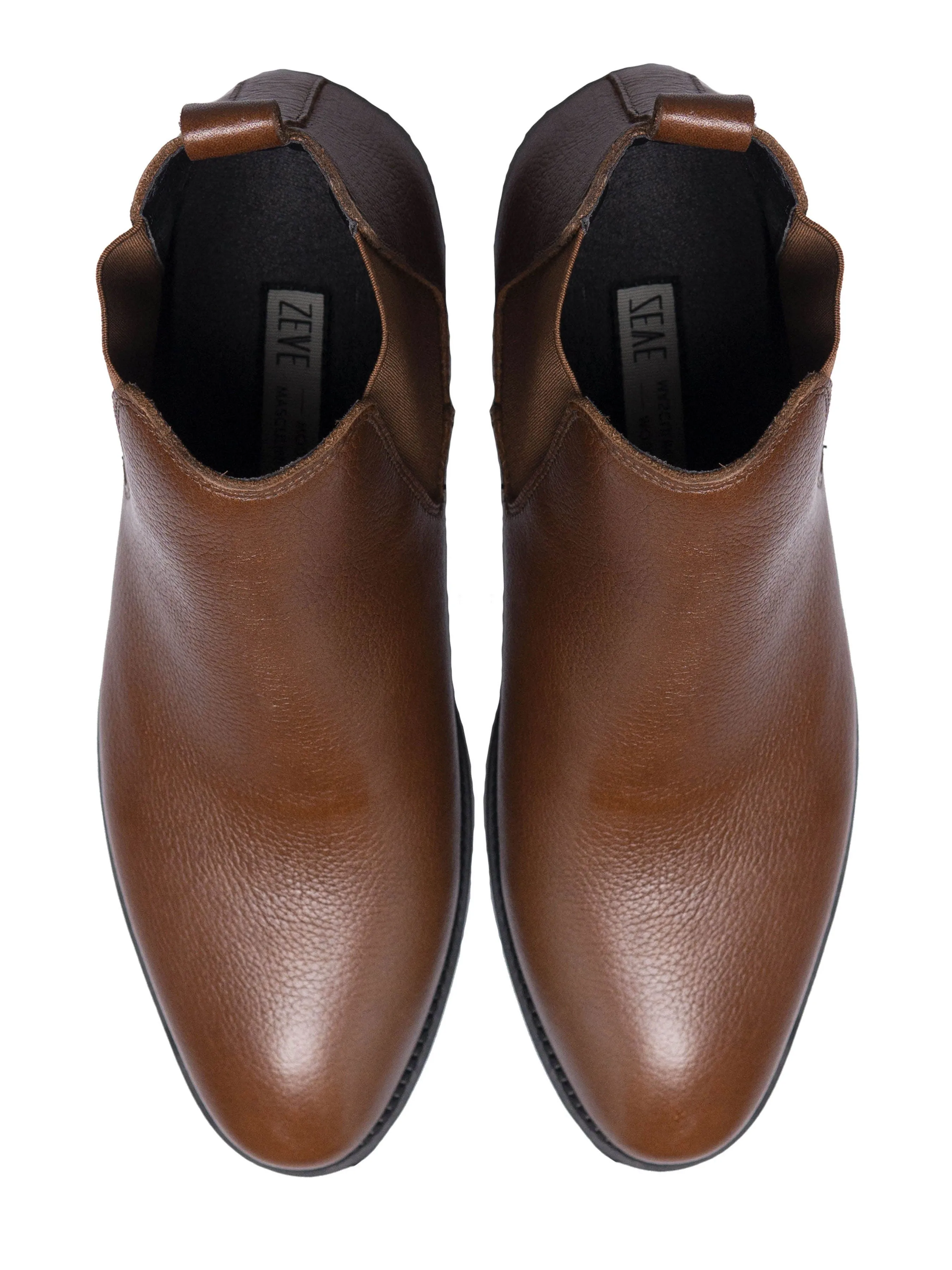 Chelsea Boots - Tobacco Brown Pebble Grain Leather (Crepe Sole)