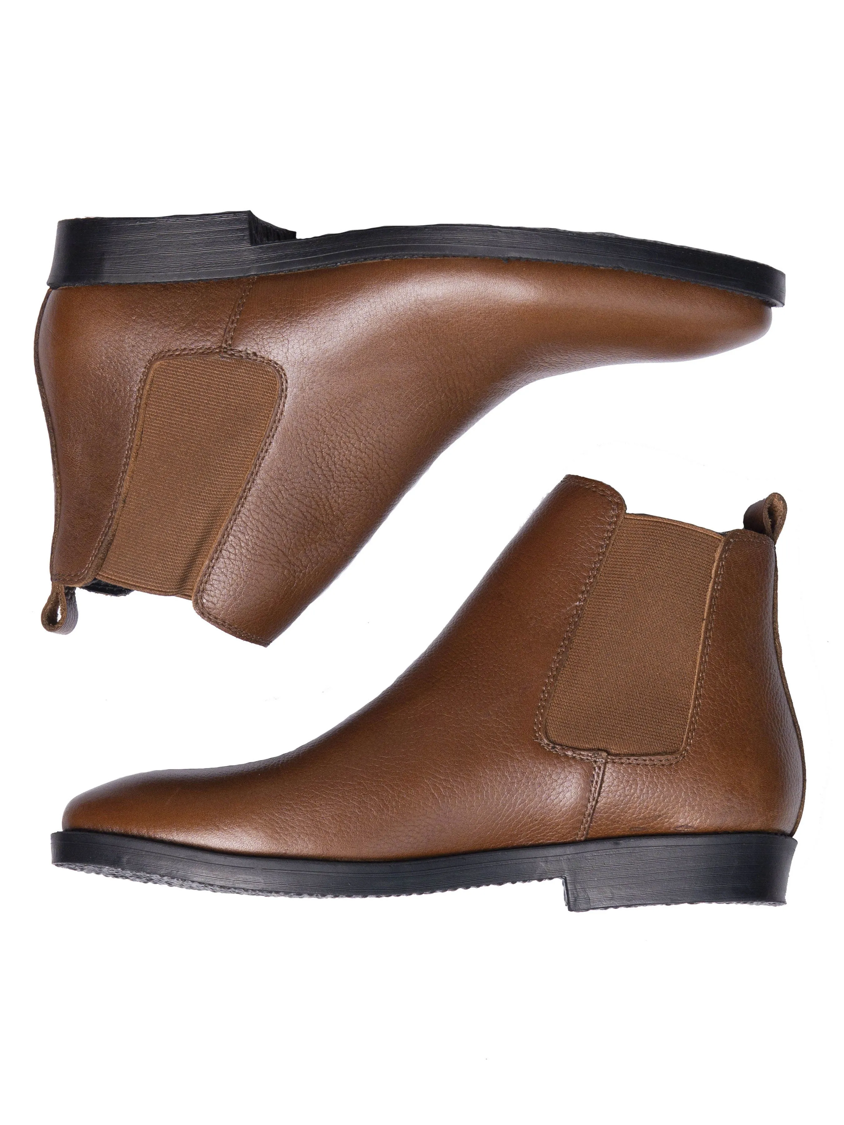 Chelsea Boots - Tobacco Brown Pebble Grain Leather (Crepe Sole)