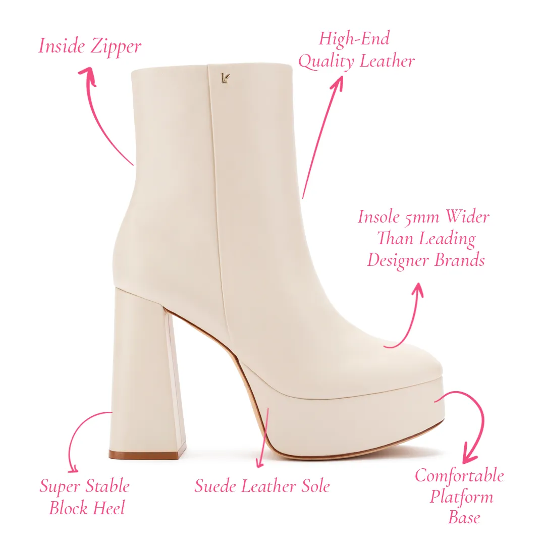 Dolly Boot In Ivory Leather