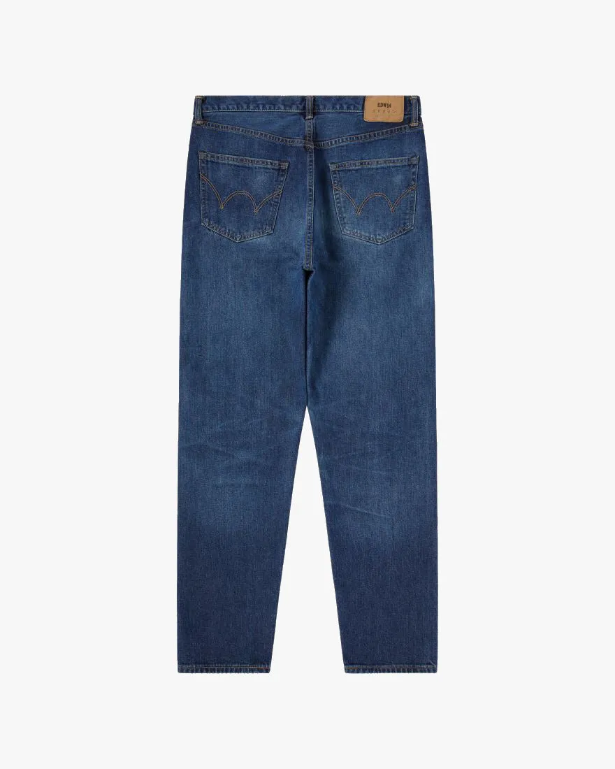 Edwin Made In Japan Regular Tapered Mens Jeans - 13oz Kaihara Pure Indigo Stretch Denim / Blue Mid Dark Used