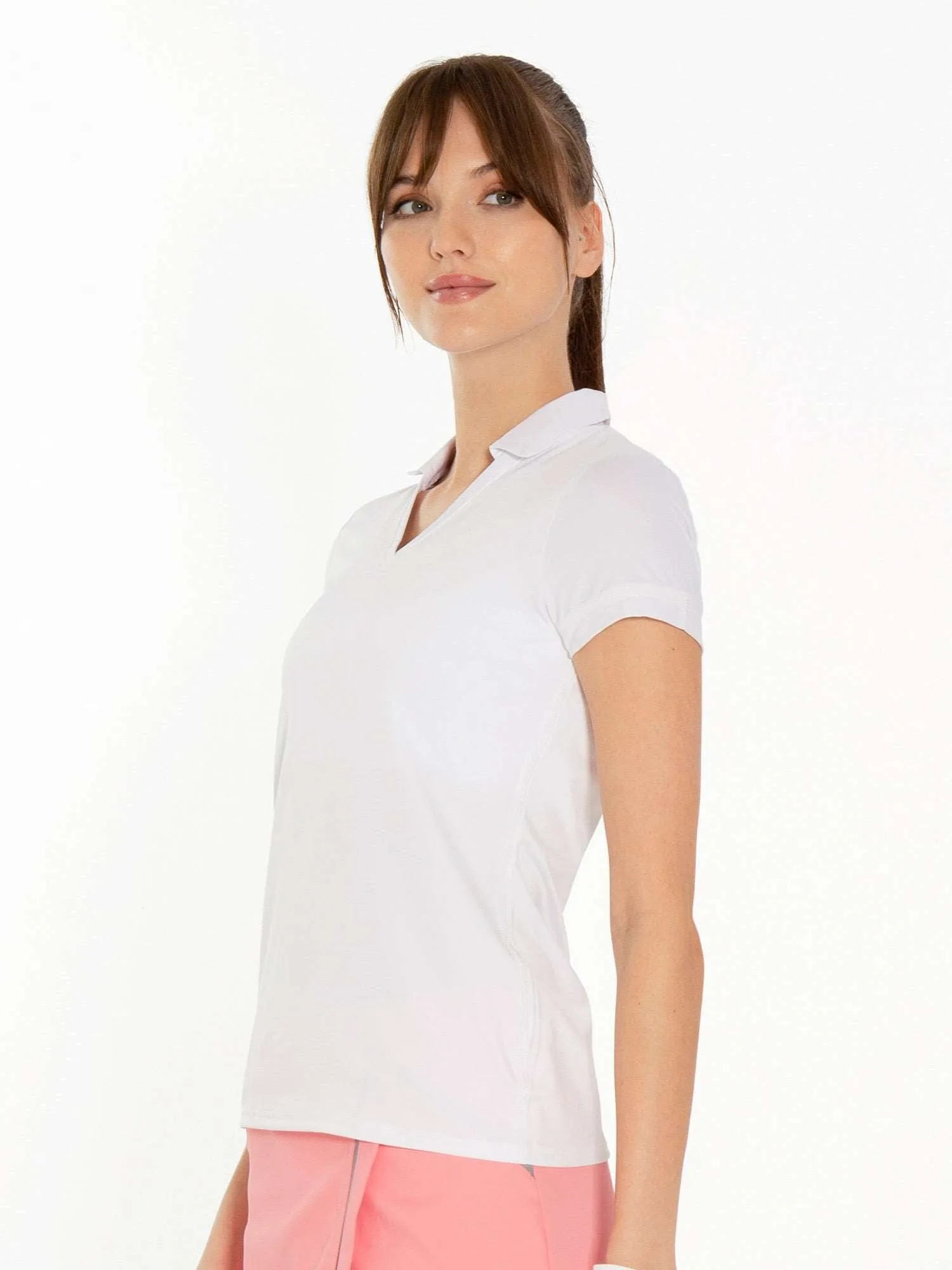 Fairway V-Neck Collar Top - Poppy/Militare