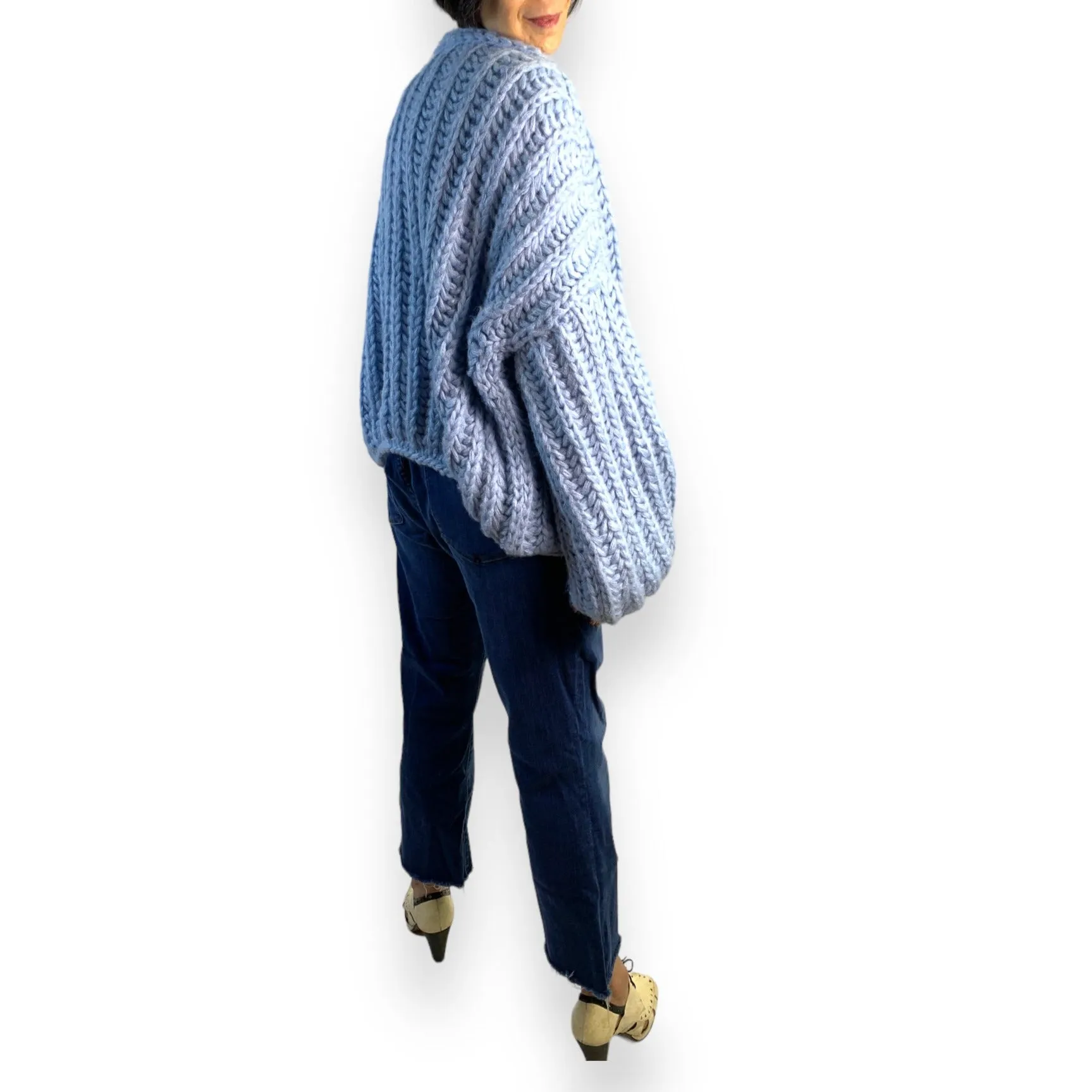 Fall Into The Void Baby Blue Chunky Oversized Cardigan