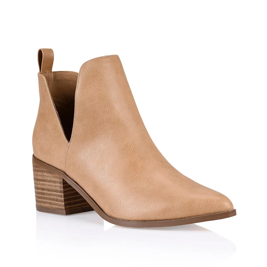 Fierce Cut Out Ankle Boots - Caramel