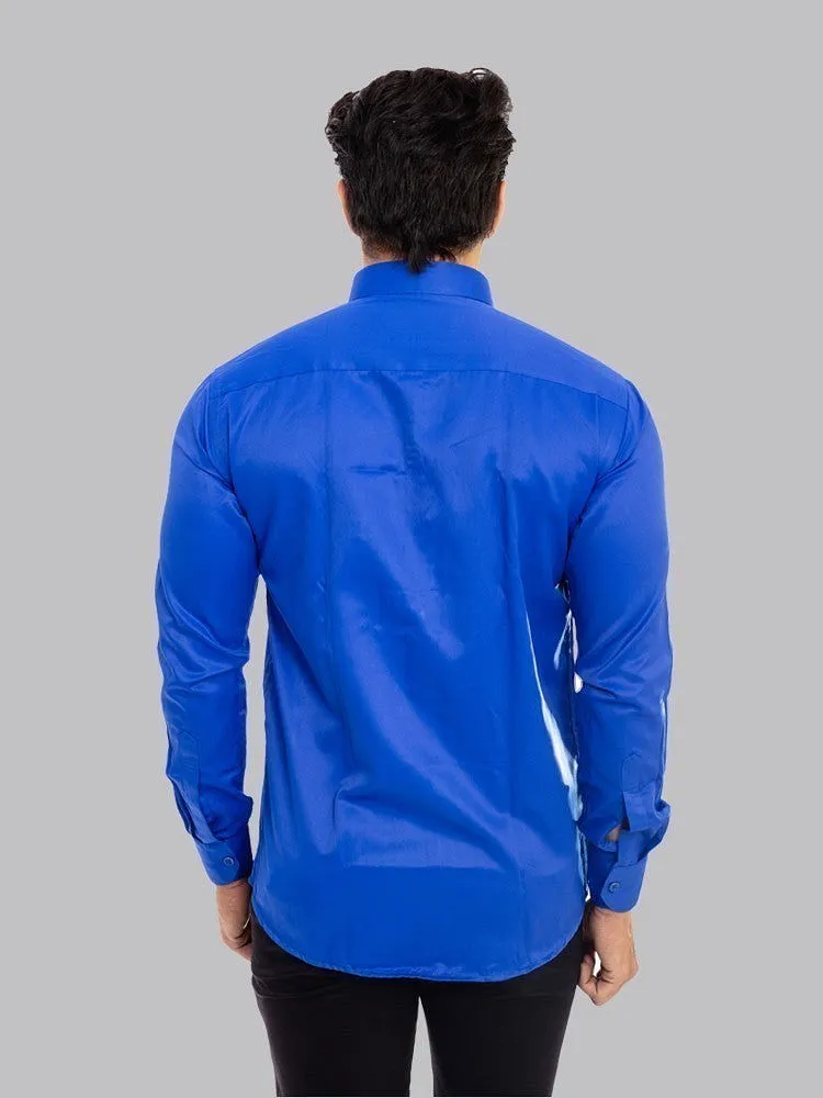 Formal Shirts for Men - Blue Solid Giza Cotton Formal Shirt