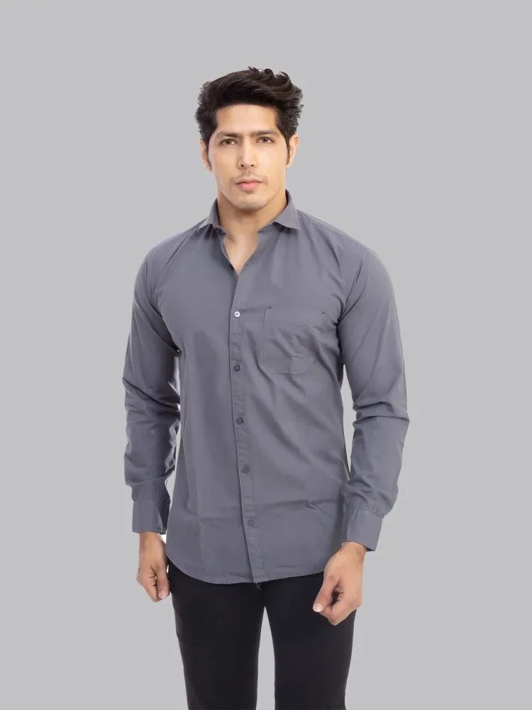 Formal Shirts for Men - Grey Solid Giza Cotton Formal Shirt