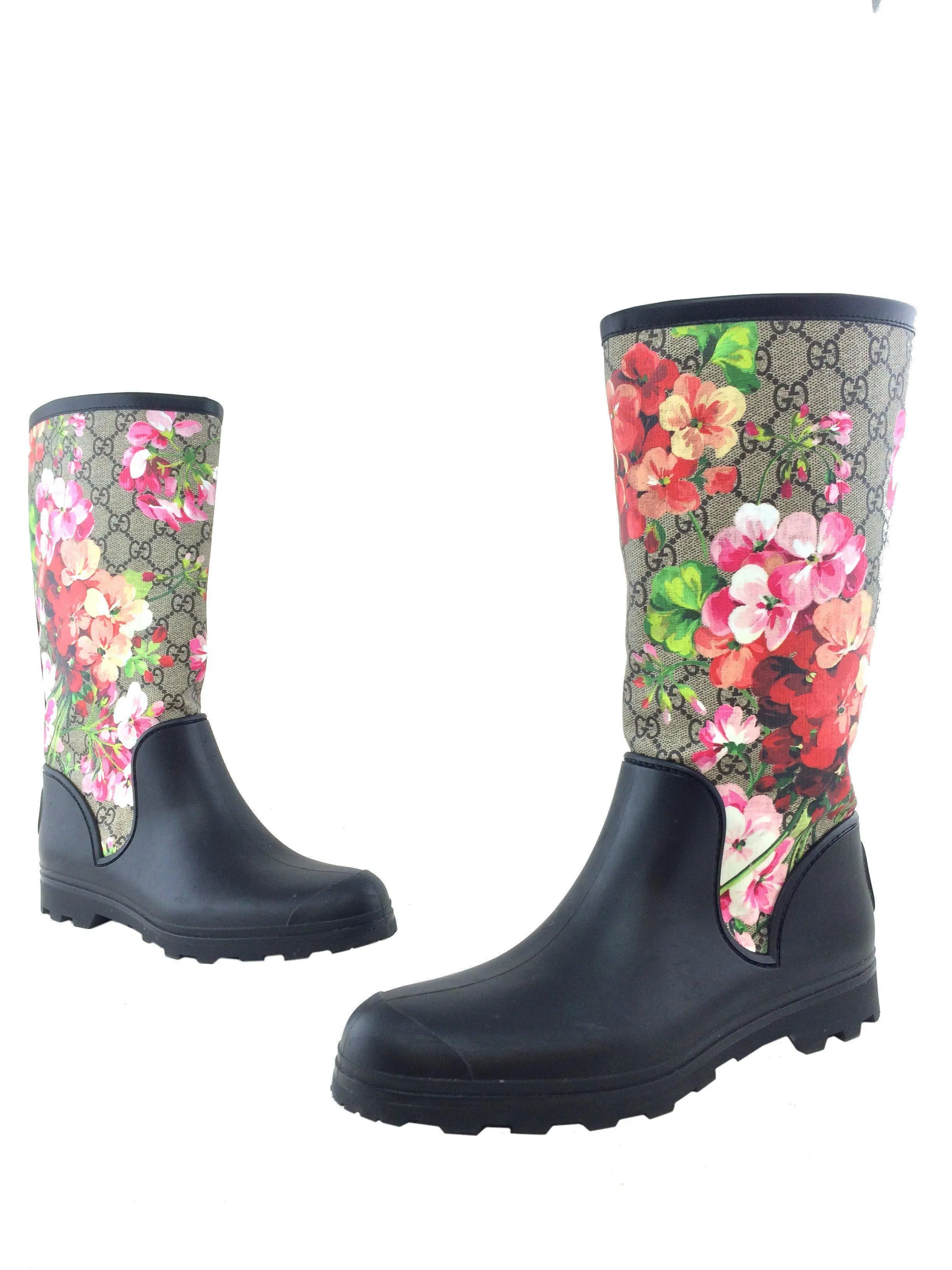 Gucci Prato GG Blooms Rain Boots Size 10