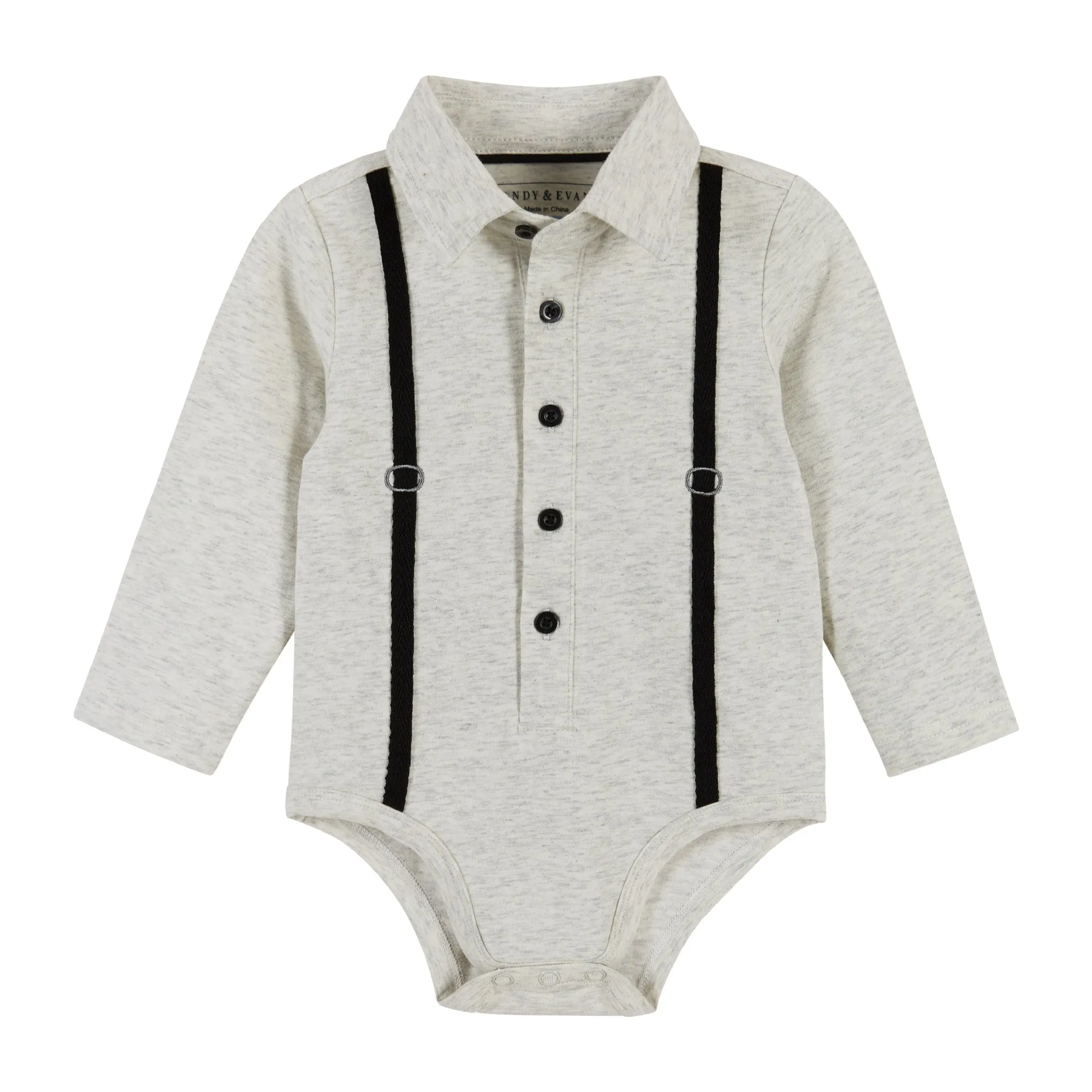 Infant Heather Cream Suspender Playsuit Set  | Beige