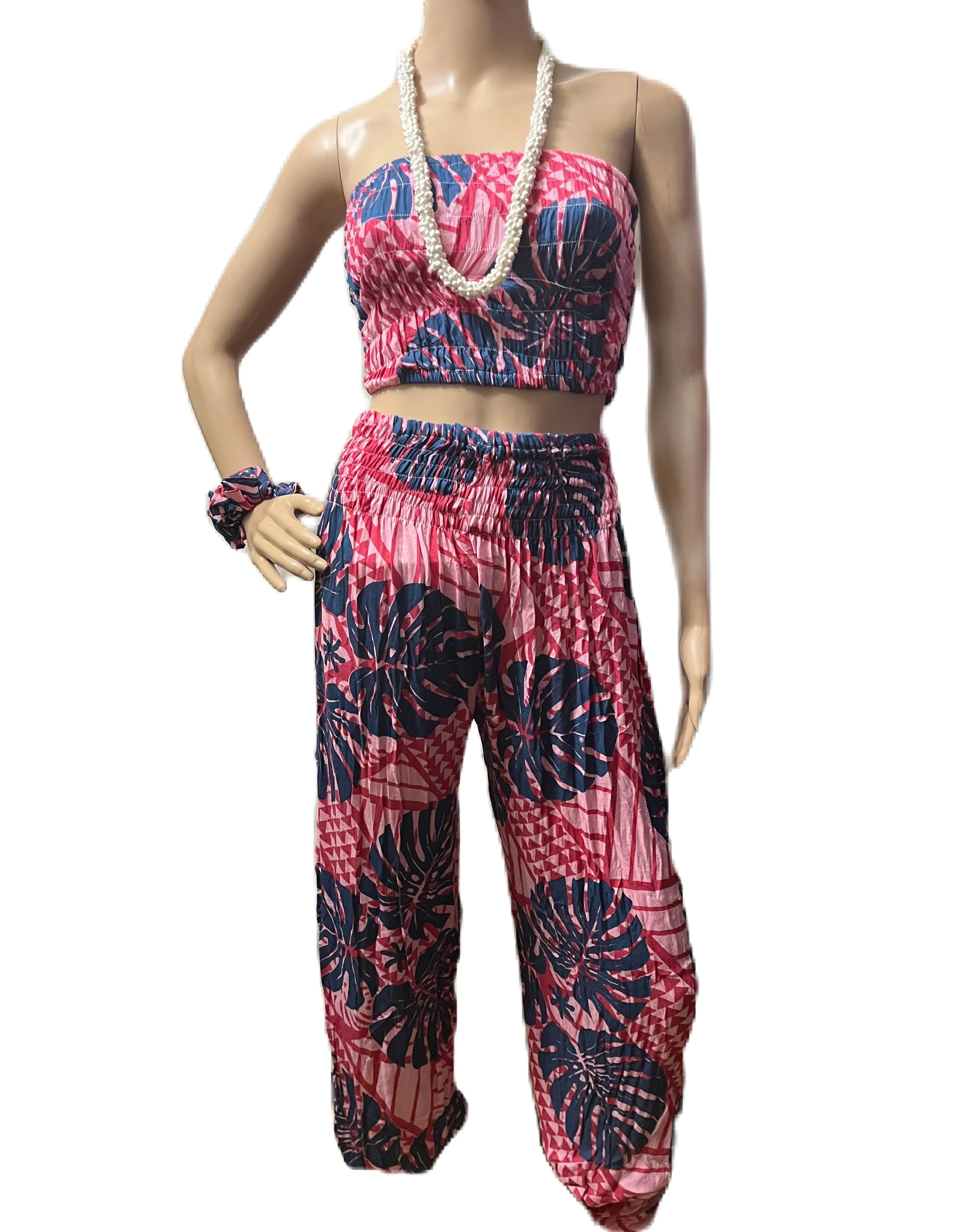 Island Monstera Pants with Bandeau Top (One Size)