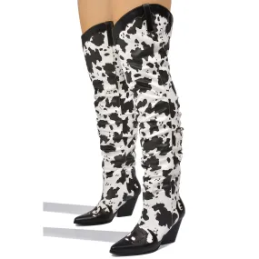 JEANS - COWPRINT COWBOY BOOTS