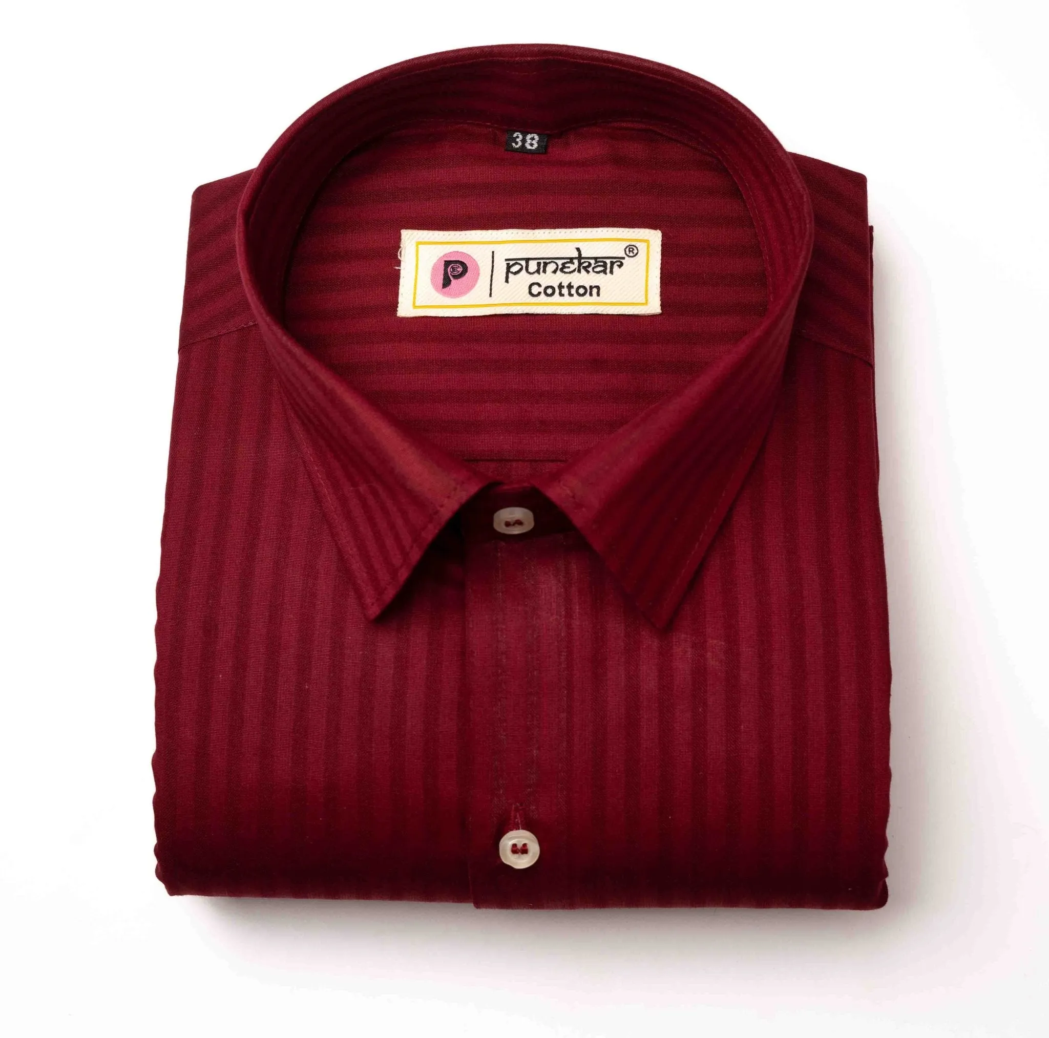 Maroon Color vertical Cotton stripe Shirt For Men