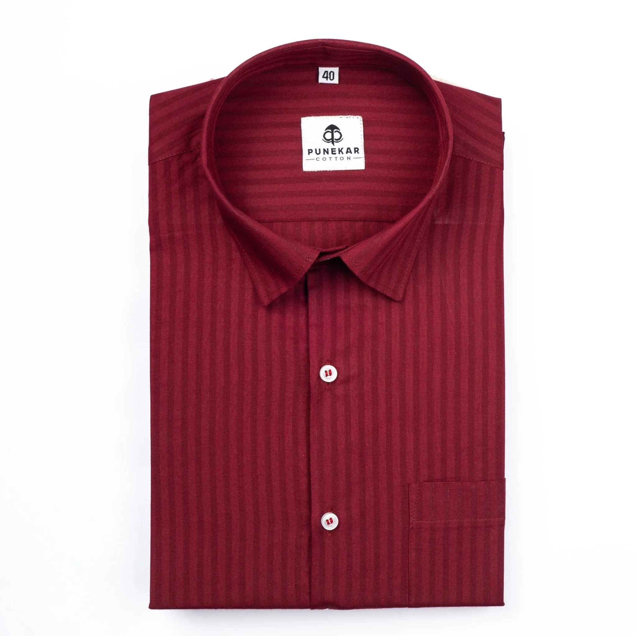 Maroon Color vertical Cotton stripe Shirt For Men