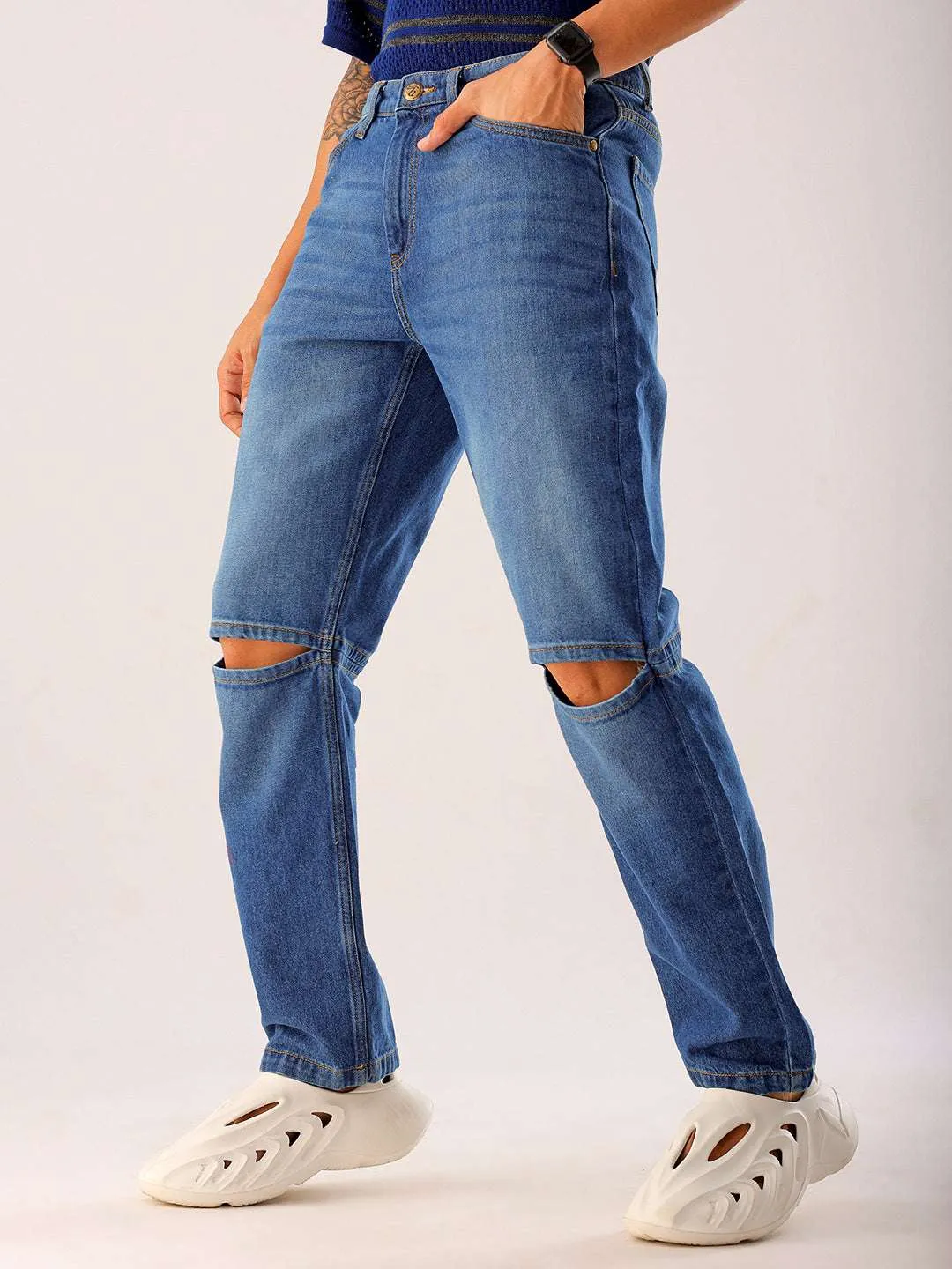 Men Blue Solid G361 Vintage Straight Fit Jeans