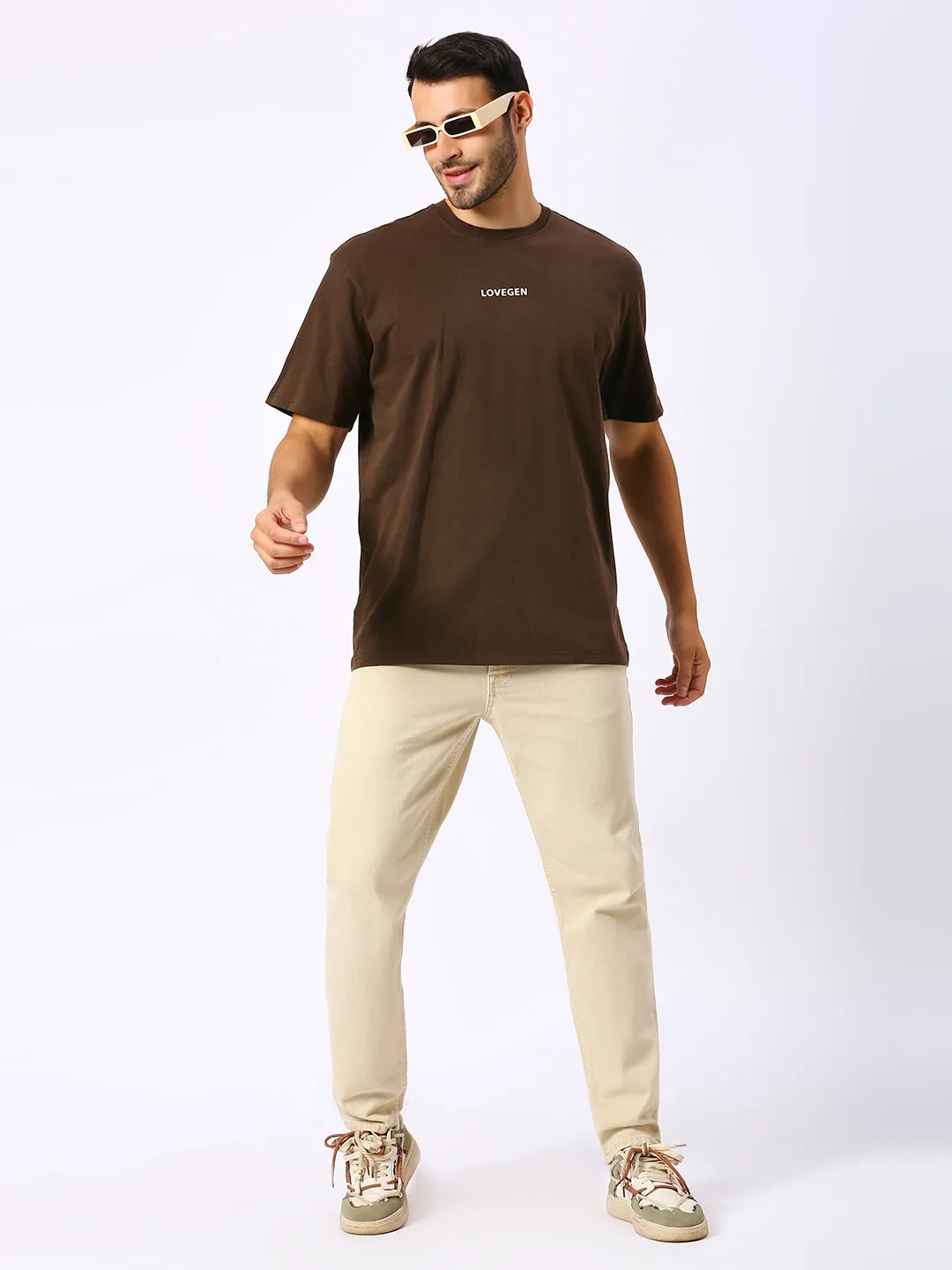 Men's Beige Straight Fit Jeans