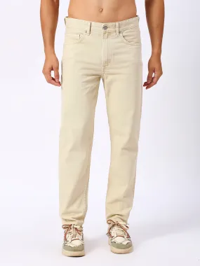 Men's Beige Straight Fit Jeans