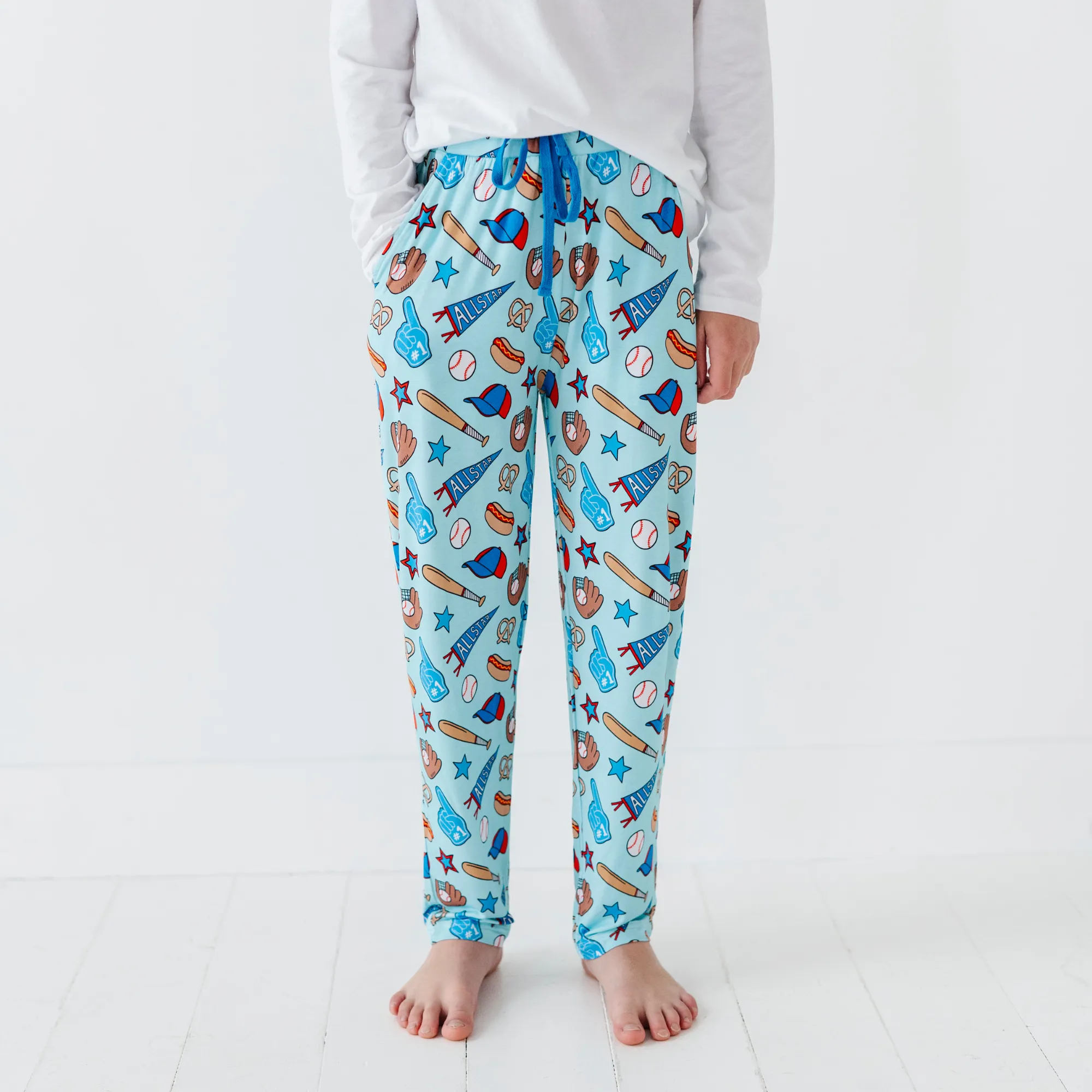 No Place Like Home Blue Baseball Boys Lounge Pants - Bigger Kids