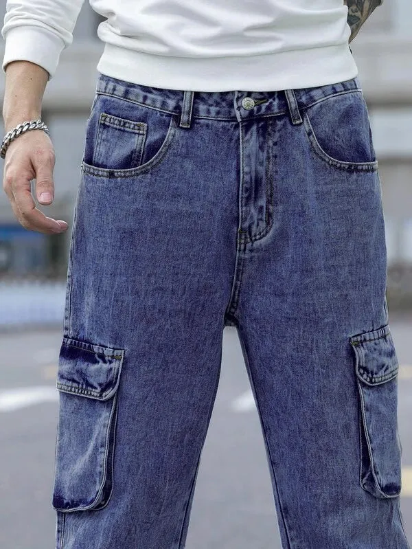 Original Blue Wash Baggy Fit Cargo Men Jeans