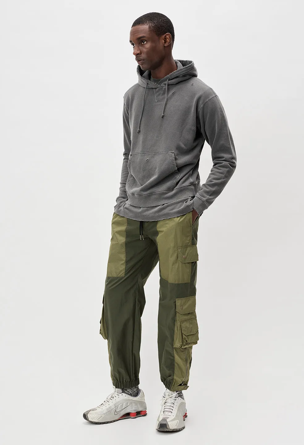 Paneled Nylon Cargo Pants / Olive