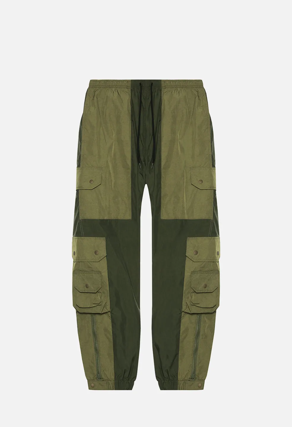 Paneled Nylon Cargo Pants / Olive