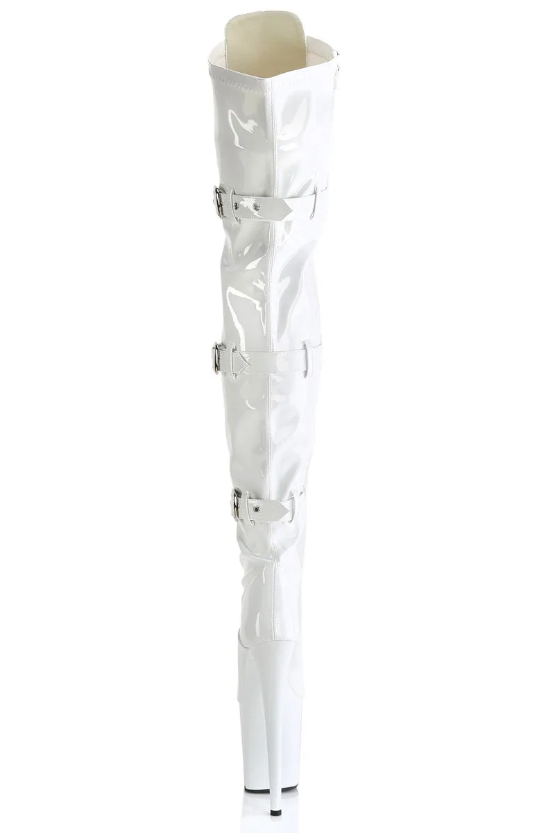 Pleaser USA Flamingo-3028 8inch Thigh High Pleaser Boots - Patent White