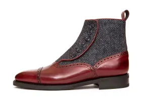 Puyallup - MTO - Burgundy Calf / Blue Tweed - LPB Last - City Rubber Sole