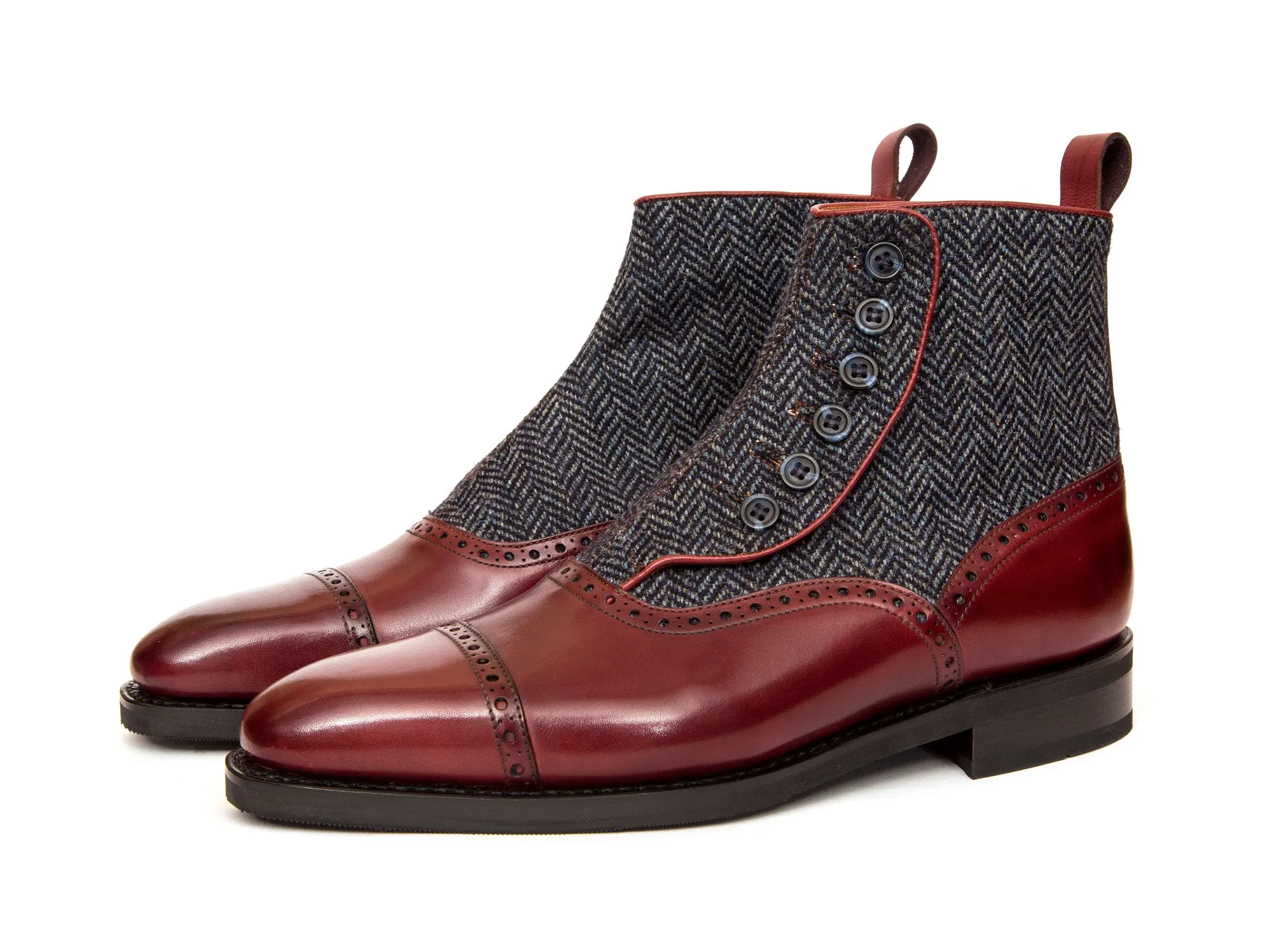 Puyallup - MTO - Burgundy Calf / Blue Tweed - LPB Last - City Rubber Sole