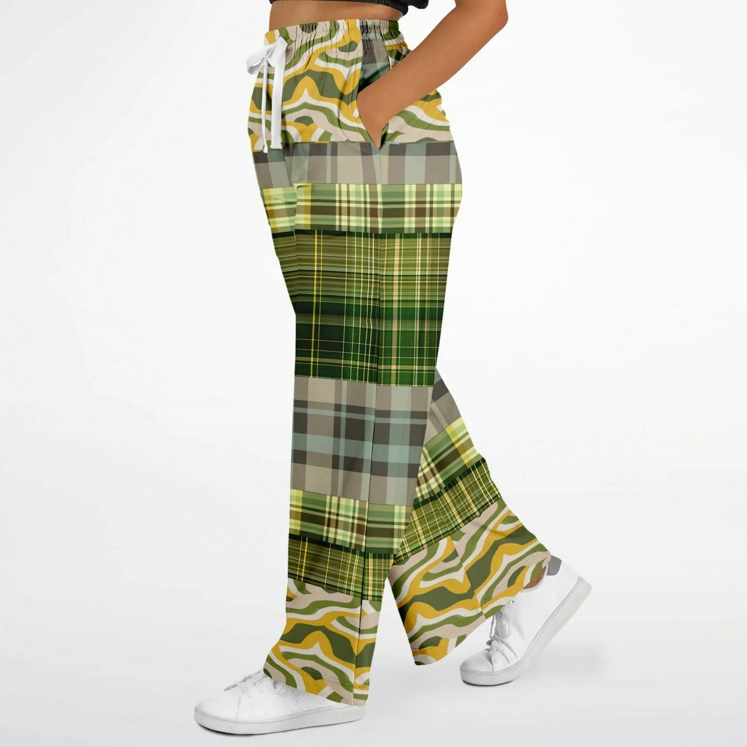 Rolling Green Plaid Eco-Poly Stretchy Phat Bellbottoms