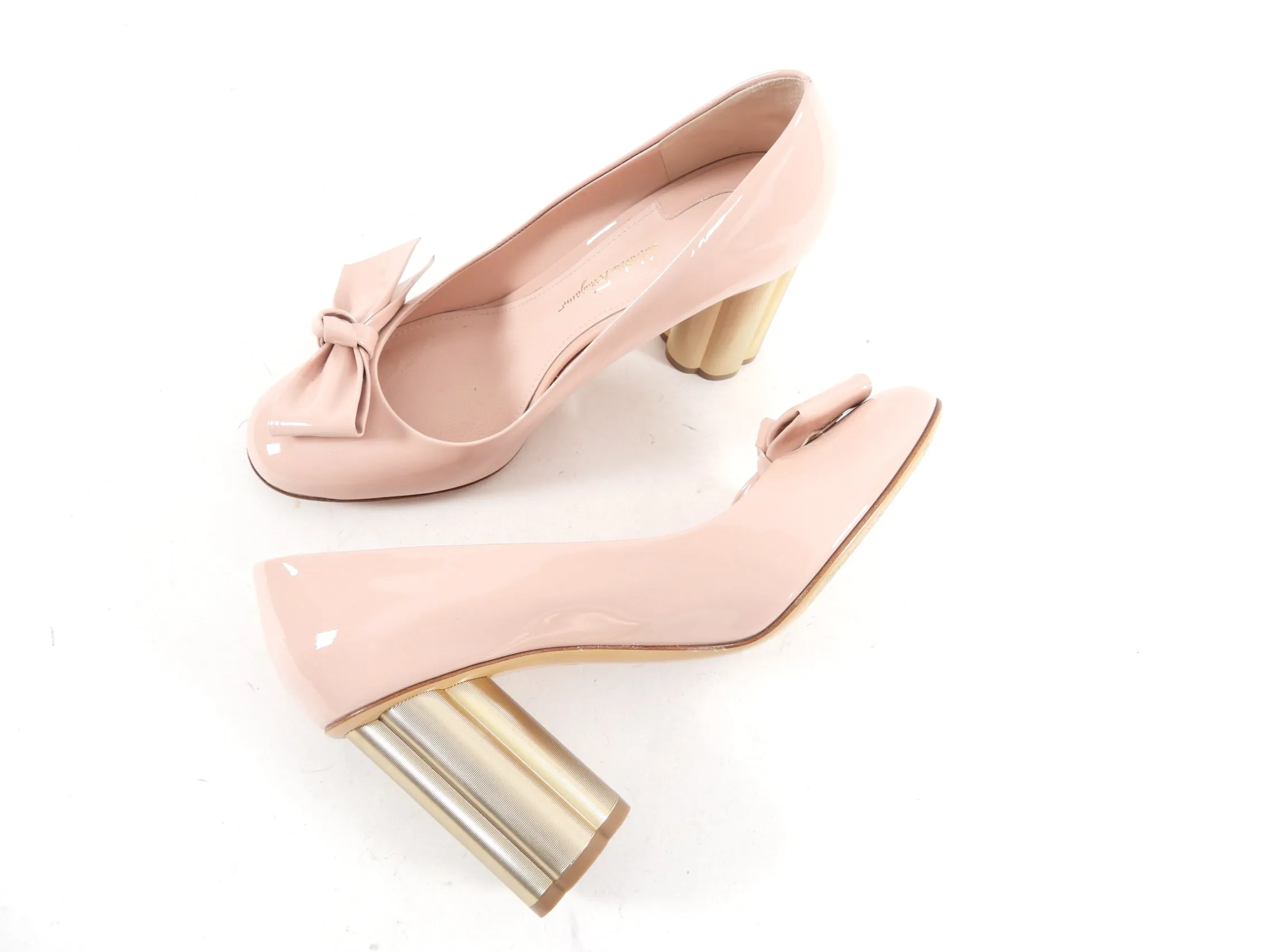 Salvatore Ferragamo Light Pink Patent Pumps - 7.5