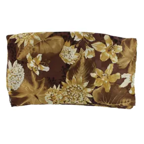 Salvatore Ferragamo Scarf Brown Floral - Silk Designer Shawl FINAL SALE