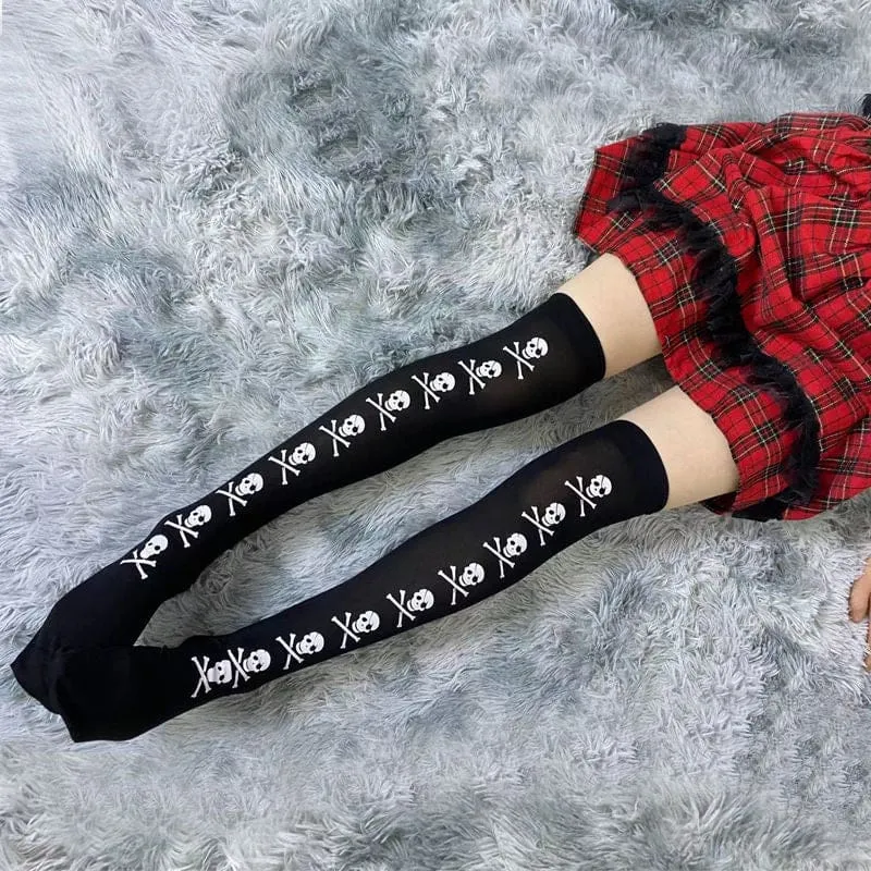 Skull n Bones Thigh Highs