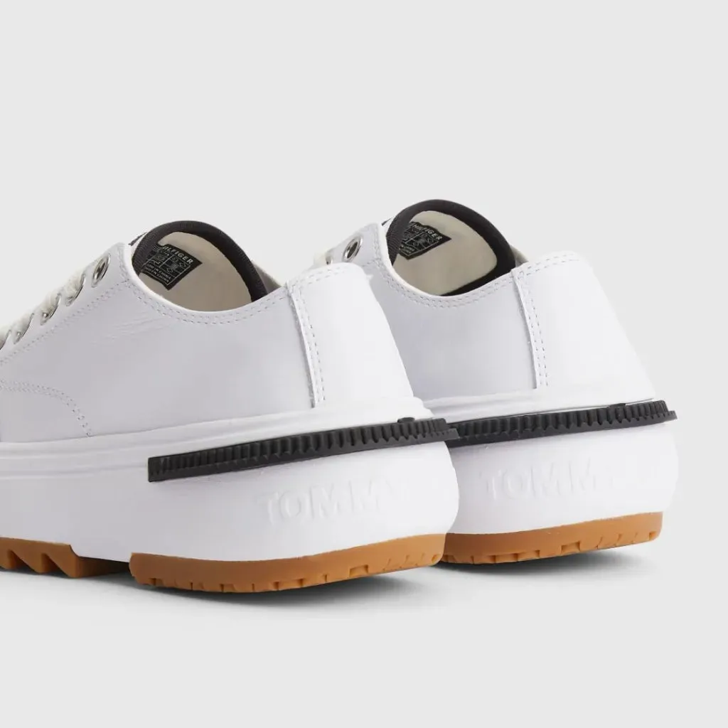 Tommy Hilfiger Flatform Cleat Leather Trainers Women - WHT