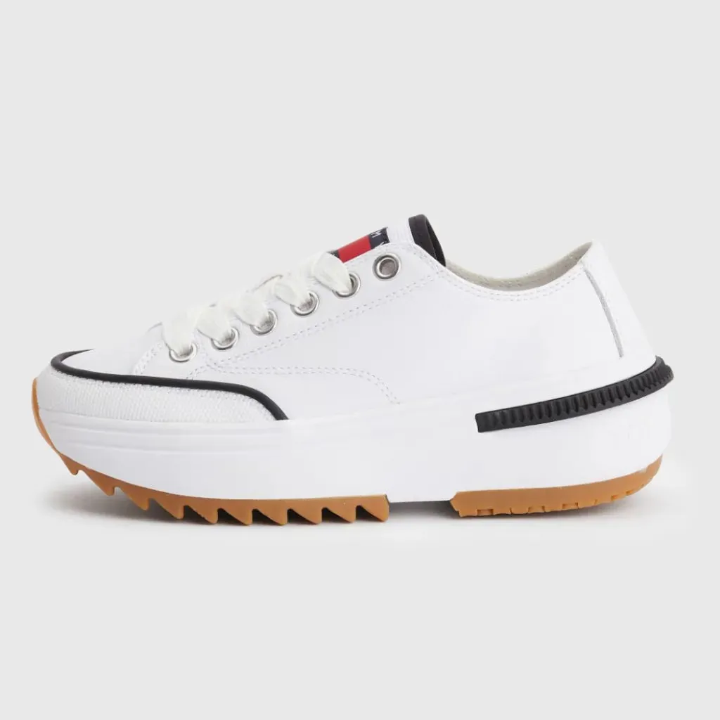 Tommy Hilfiger Flatform Cleat Leather Trainers Women - WHT