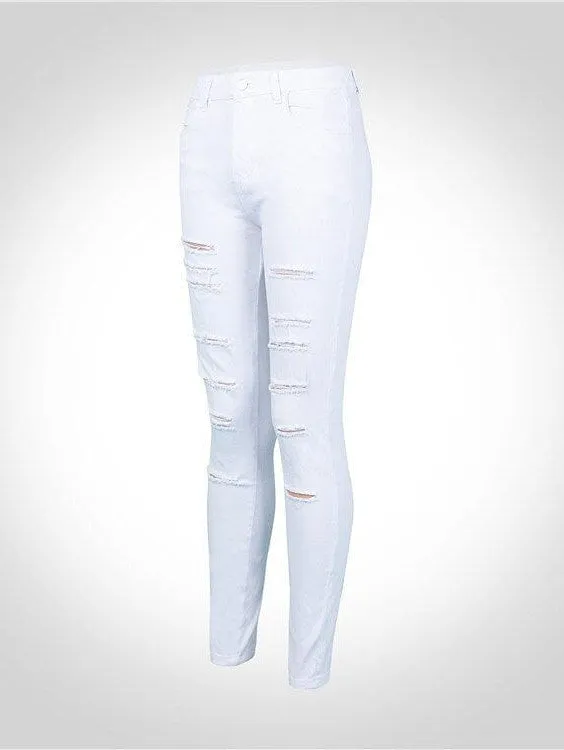 Women's Black and White Designer Denim Jeans with Side Pockets and Cut Out Detail