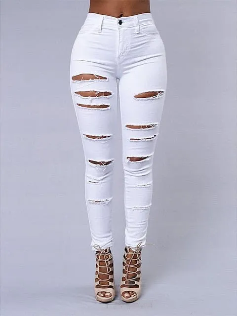 Women's Black and White Designer Denim Jeans with Side Pockets and Cut Out Detail