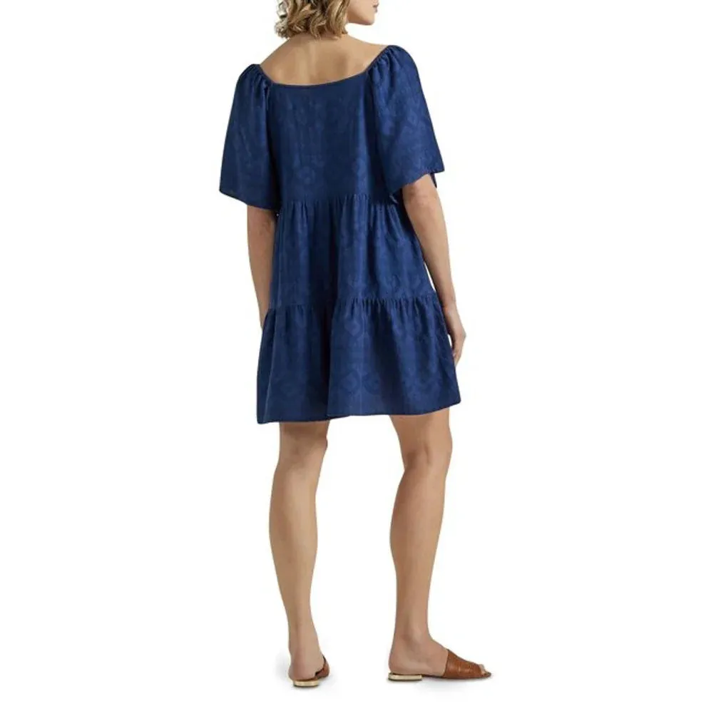 WRANGLER WOMEN'S RETRO SQUARE NECK TIERED DRESS